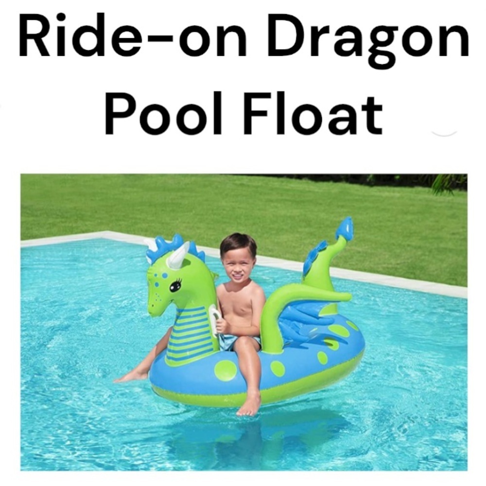 NWT H2OGO! Fantasy Dragon Kids Ride-On Pool Float With Handles 53” x 56”